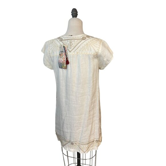 Johnny Was JWLA Collette Peasant Tunic Dress Embroidered Linen Small NWT - Picture 3 of 6